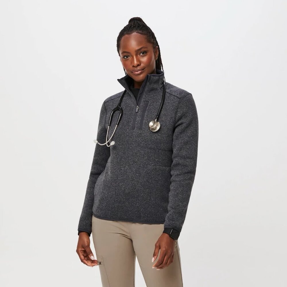 NWOT Figs On-Shift™ Half Zip Sweater Knit - Charcoal